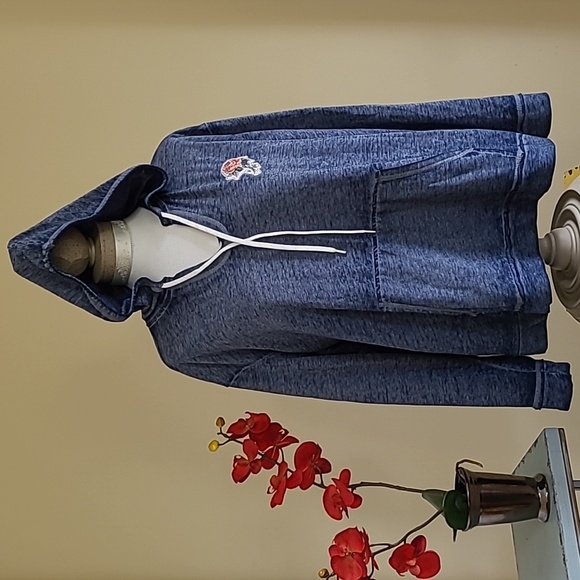 No Boundaries Tops - Hoodie Kanga Pouch Sleepwear Pebbled Blue Rose Applique No Boundaries So Soft 2X